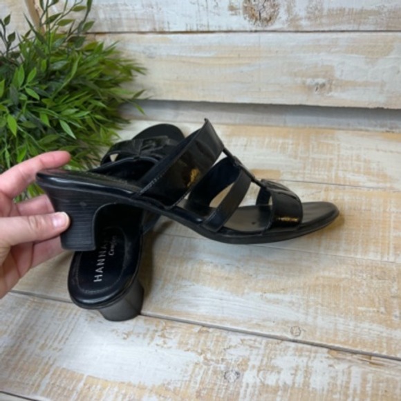 Hannah Womens Ridge Slide Sandals Black Block Heels‎ Slip On Cut Out 10 M - Picture 10 of 12